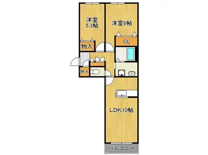 エスペランサⅡ(2LDK/2階)の間取り写真