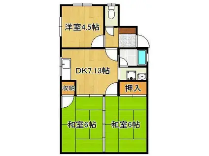 コーポ18(3DK/1階)の間取り写真