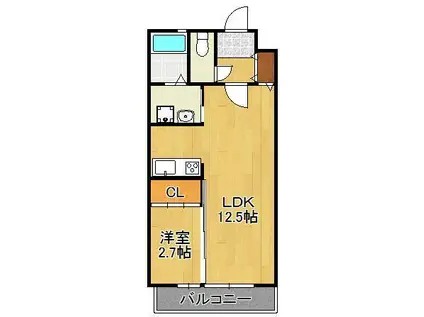 エルミタージュヒルズ1(1LDK/2階)の間取り写真