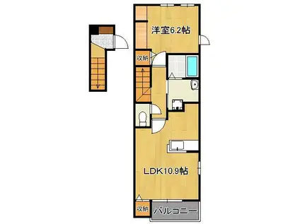 SUNRISESTAGEⅢ(1LDK/2階)の間取り写真