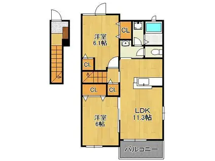 メゾン・フロージュⅡ(2LDK/2階)の間取り写真