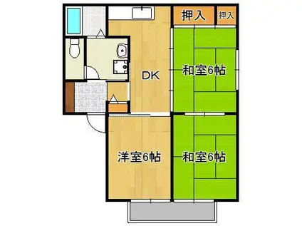 ダウンタウンA (3DK/2階)の間取り写真