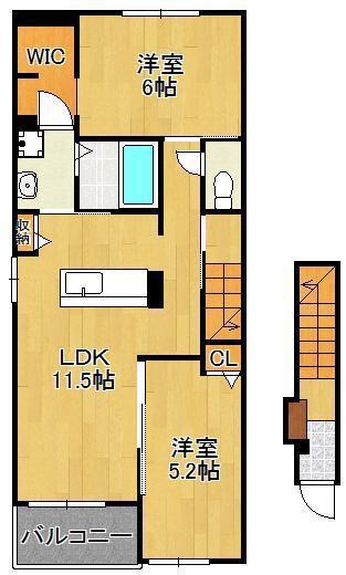 ハッピースマイルビラⅢ(2LDK/2階)の間取り写真
