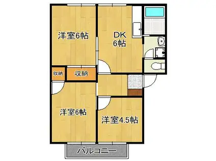 グリーンヒルMME A棟(3DK/2階)の間取り写真