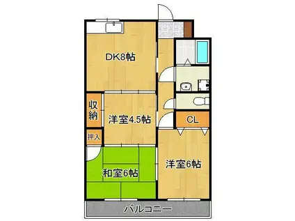グランシャトー玉川(3LDK/5階)の間取り写真