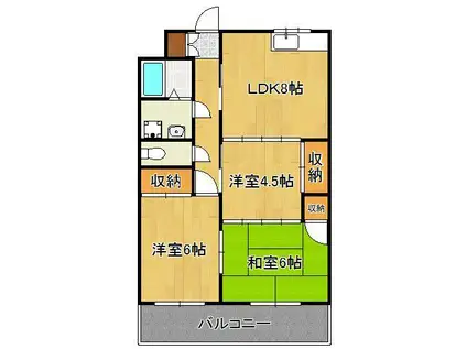 グランシャトー玉川(3LDK/7階)の間取り写真