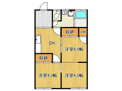 テラスハウス栄町(3DK/1階)の間取り写真