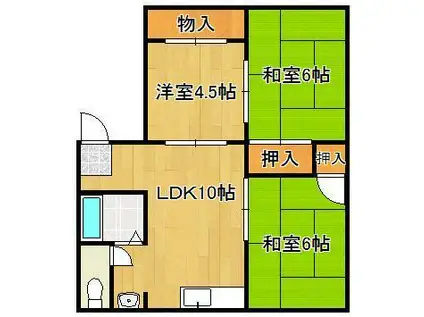 コーポマタケB(3LDK/2階)の間取り写真