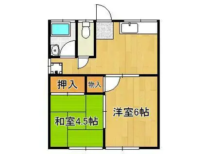 コーポマタケC棟(2DK/1階)の間取り写真