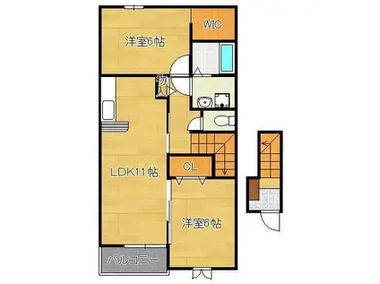 キティハウス(2LDK/2階)の間取り写真