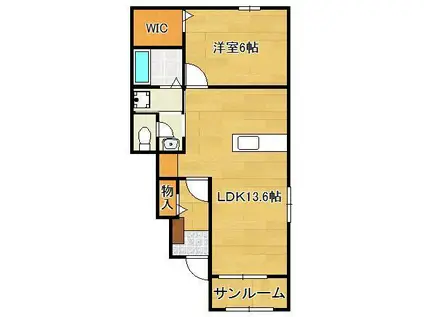 ボヌールⅠ(1LDK/1階)の間取り写真