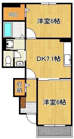 アステリア感田Ⅰ(2DK/1階)の間取り写真