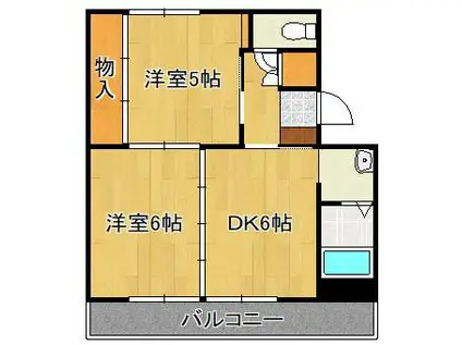 ヴィラナリー中間Ⅰ 6号棟(2DK/4階)の間取り写真