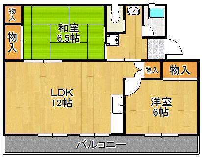 ヴィラナリー中間Ⅰ 5号棟(2LDK/1階)の間取り写真