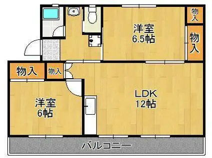ヴィラナリー中間Ⅰ 5号棟(2LDK/3階)の間取り写真