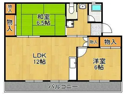 ヴィラナリー中間Ⅰ 5号棟(2LDK/2階)の間取り写真