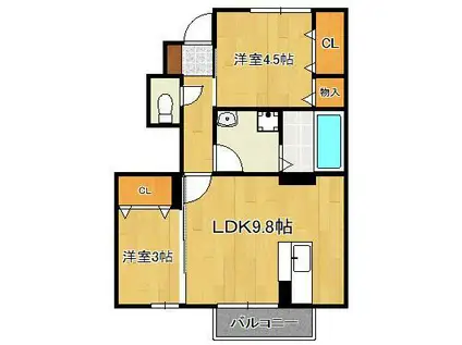 テロワール五番館(2LDK/1階)の間取り写真