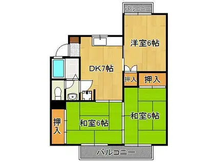 メゾン若宮3号館(3DK/2階)の間取り写真