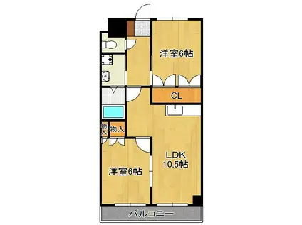 コンフォルテーヴォレⅡ(2LDK/2階)の間取り写真