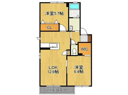 スクーデリア2007 C棟(2LDK/2階)の間取り写真