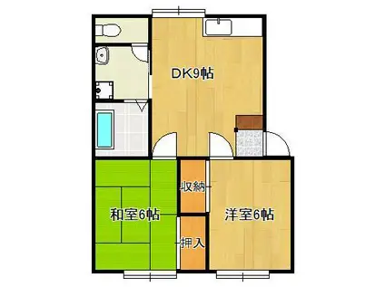 ヴィーヴル若宮(2DK/1階)の間取り写真