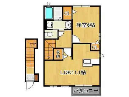 コルソ・ソーレ(1LDK/2階)の間取り写真