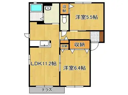 ファンテージ21 A棟(2LDK/1階)の間取り写真