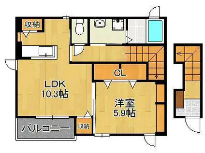 ビオラハウス 1棟(1LDK/2階)の間取り写真