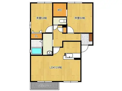 カーサアゼリア(2LDK/2階)の間取り写真