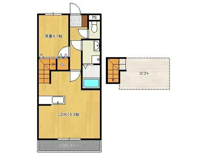 ジェニファー29 B棟(1LDK/2階)の間取り写真