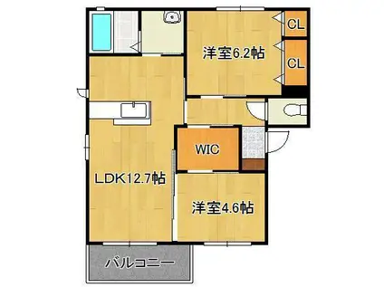 エスポワールT・S B棟(2LDK/2階)の間取り写真