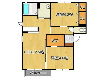 プロシードMG G棟(2LDK/2階)の間取り写真