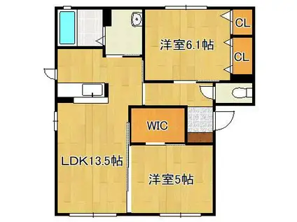 プロシードMG G棟(2LDK/1階)の間取り写真