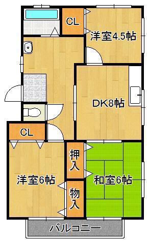 コーポ豊栄3(3DK/2階)の間取り写真
