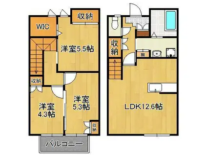 ラ・グランジュール弐番館(3LDK/1階)の間取り写真