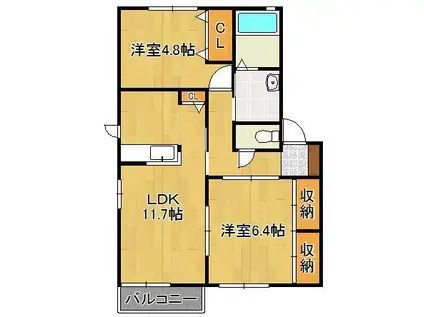 ファンテージ21 C棟(2LDK/2階)の間取り写真