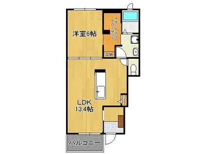 アリエスカーサ(1LDK/1階)の間取り写真
