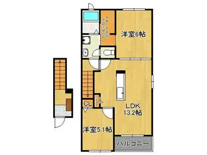 アリエスカーサ(2LDK/2階)の間取り写真