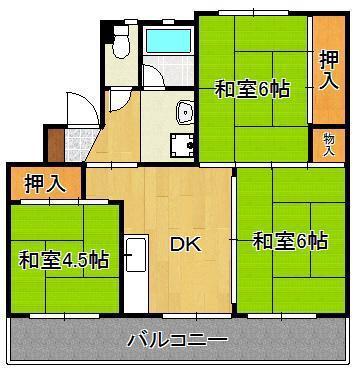 メモリープラザ中間Ⅰ(3DK/5階)の間取り写真