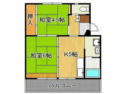 ビレッジハウス直方 5号棟(2DK/1階)の間取り写真