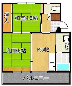 ビレッジハウス直方 5号棟(2DK/1階)の間取り写真
