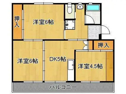 ビレッジハウス直方 1号棟(3DK/3階)の間取り写真