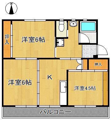 ビレッジハウス直方 1号棟(3K/5階)の間取り写真