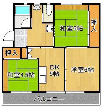 ビレッジハウス直方 2号棟(3DK/2階)の間取り写真
