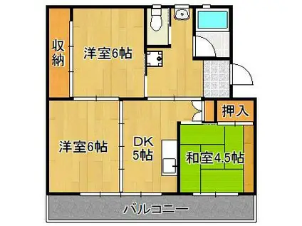 ビレッジハウス直方 2号棟(3DK/3階)の間取り写真