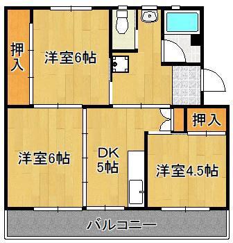 ビレッジハウス直方 3号棟(3DK/2階)の間取り写真