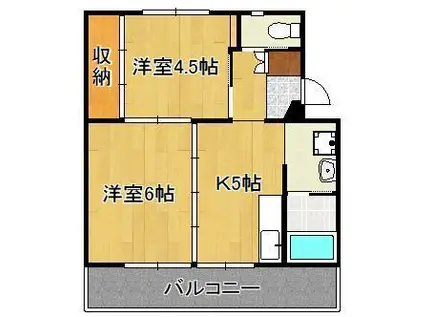 ビレッジハウス直方 4号棟(2DK/5階)の間取り写真