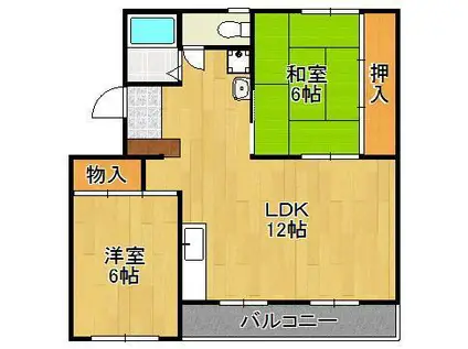 ヴィラナリー中間Ⅰ 4号棟(2LDK/3階)の間取り写真