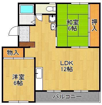 ヴィラナリー中間Ⅰ 4号棟(2LDK/3階)の間取り写真