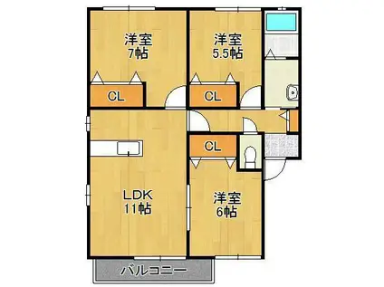 コーポ日栄B(3LDK/2階)の間取り写真